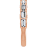 10K Gold Straight Baguette Natural Diamond Woven-Design Anniversary Band – 9/10–1 CTW - Rose Gold - view 4