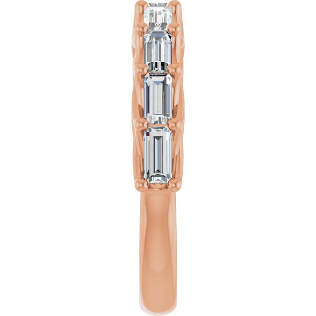 10K Gold Straight Baguette Natural Diamond Woven-Design Anniversary Band – 9/10–1 CTW - Rose Gold - view 4