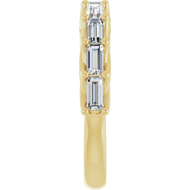 10K Gold Straight Baguette Lab-Grown Diamond Woven-Design Anniversary Band – 9/10 CTW - Yellow Gold - view 4