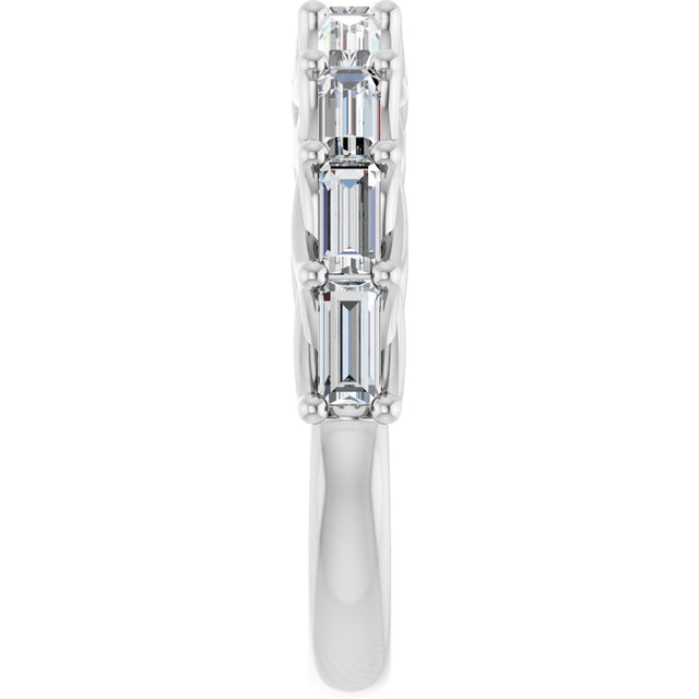 10K Gold Straight Baguette Lab-Grown Diamond Woven-Design Anniversary Band – 9/10 CTW - White Gold - view 4
