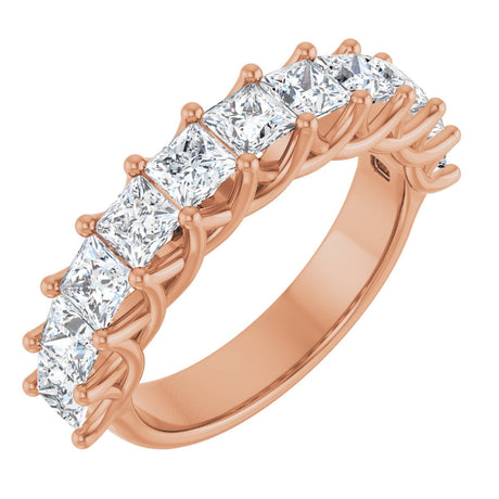 10K Gold Square Natural Diamond Woven-Design Anniversary Band – 1 3/4–3 9/10 CTW - Rose Gold