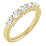 14K Gold Round Lab-Grown Diamond Shared-Prong Five-Stone Anniversary Band – 3.4 mm Stones - Yellow Gold