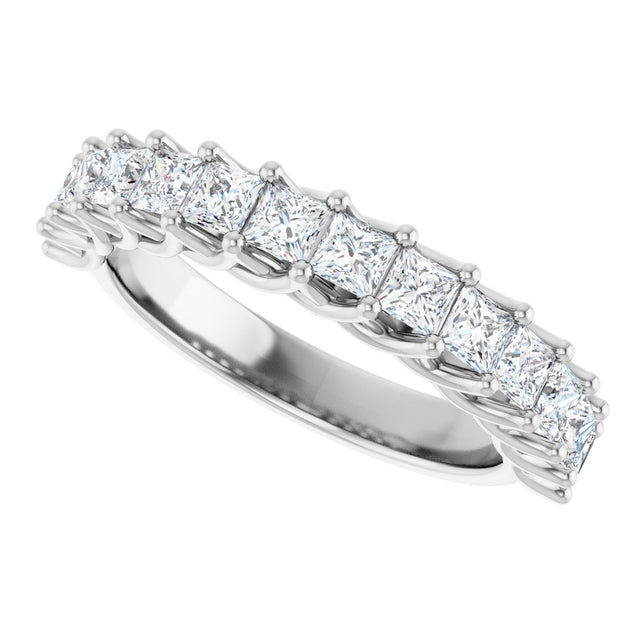 10K Gold Square Natural Diamond Woven-Design Anniversary Band – 1/3–1 1/3 CTW - White Gold - view 5