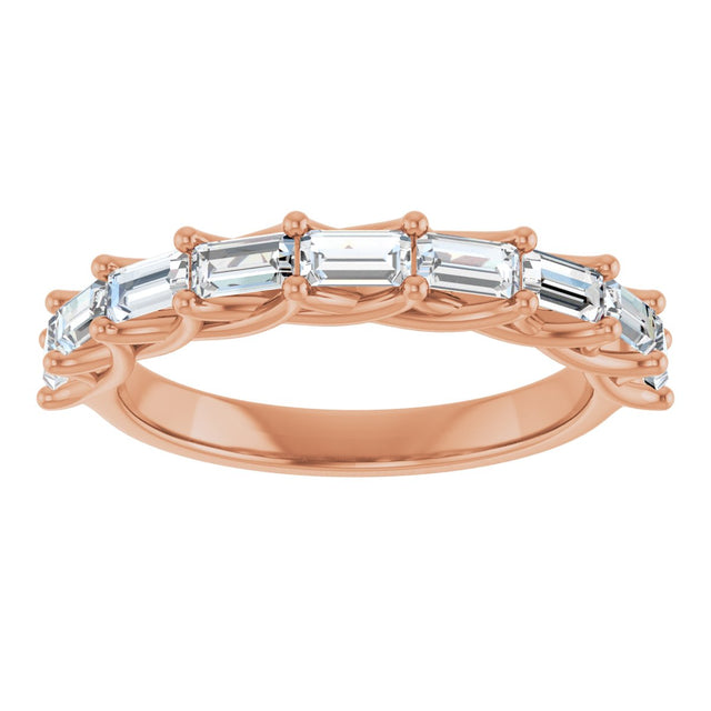 10K Gold Straight Baguette Lab-Grown Diamond Woven-Design Anniversary Band – 9/10 CTW - Rose Gold - view 3