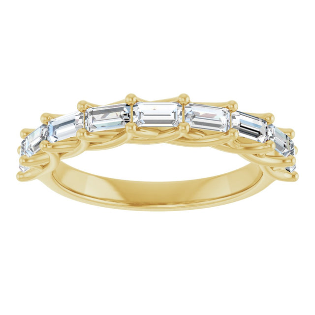 10K Gold Straight Baguette Lab-Grown Diamond Woven-Design Anniversary Band – 9/10 CTW - Yellow Gold - view 3