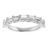 10K Gold Straight Baguette Natural Diamond Woven-Design Anniversary Band – 9/10–1 CTW - White Gold - view 3