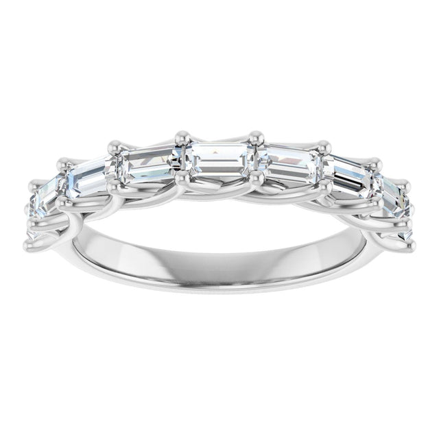 10K Gold Straight Baguette Natural Diamond Woven-Design Anniversary Band – 9/10–1 CTW - White Gold - view 3
