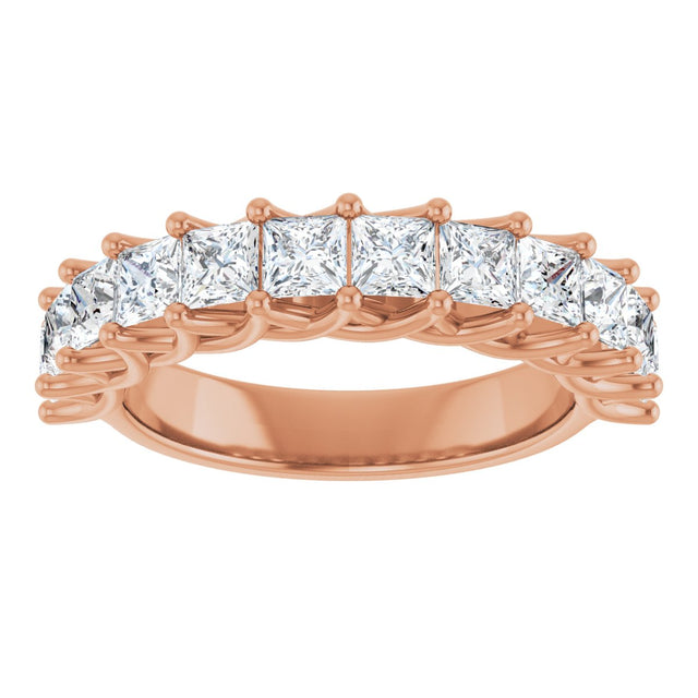 10K Gold Square Natural Diamond Woven-Design Anniversary Band – 1 3/4–3 9/10 CTW - Rose Gold - view 3