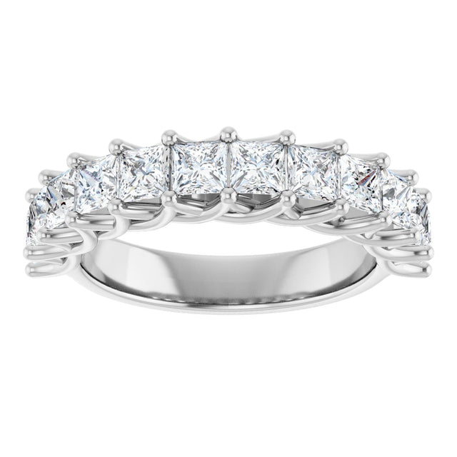 10K Gold Square Lab-Grown Diamond Woven-Design Anniversary Band – 1 3/8–4 CTW - White Gold - view 3