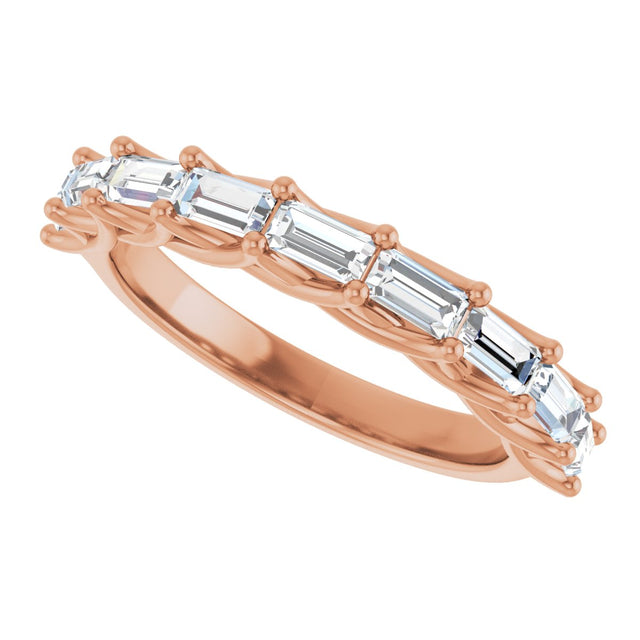 10K Gold Straight Baguette Natural Diamond Woven-Design Anniversary Band – 9/10–1 CTW - Rose Gold - view 5