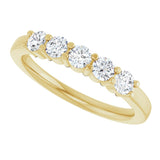 14K Gold Round Lab-Grown Diamond Shared-Prong Five-Stone Anniversary Band – 3 mm Stones - Yellow Gold - view 5