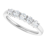 Platinum Round Lab-Grown Diamond Shared-Prong Five-Stone Anniversary Band – 3 mm Stones - view 5