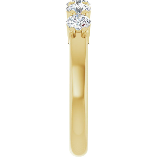14K Gold Round Lab-Grown Diamond Shared-Prong Five-Stone Anniversary Band – 3.5 mm Stones - Yellow Gold - view 4