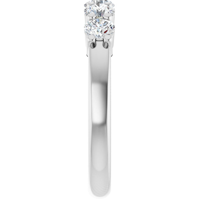 Platinum Round Lab-Grown Diamond Shared-Prong Five-Stone Anniversary Band – 3.5 mm Stones - view 4