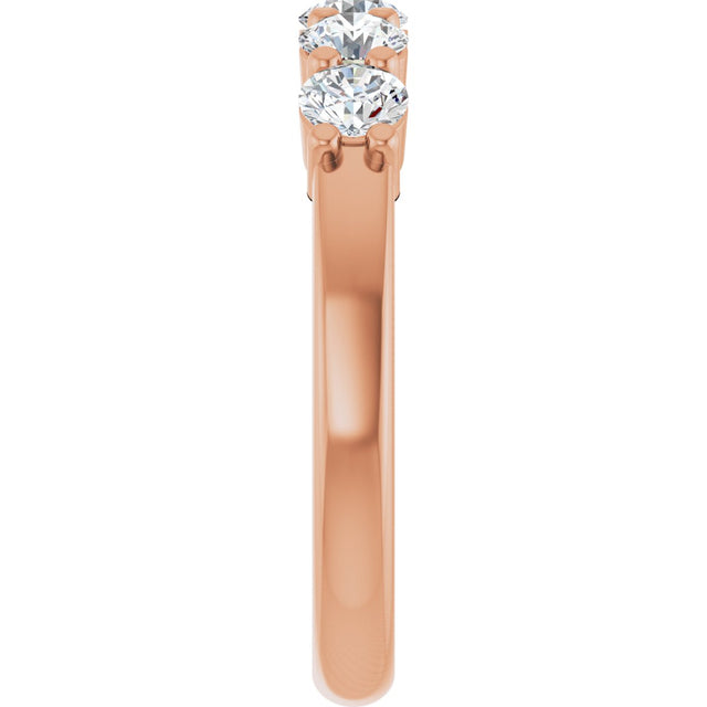 14K Gold Round Lab-Grown Diamond Shared-Prong Five-Stone Anniversary Band – 3.5 mm Stones - Rose Gold - view 4