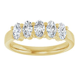 14K Gold Oval Lab-Grown Diamond Shared-Prong Five-Stone Anniversary Band – 5x3 mm Stones - Yellow Gold - view 3