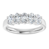 Platinum Oval Lab-Grown Diamond Shared-Prong Five-Stone Anniversary Band – 5x3 mm Stones - view 3