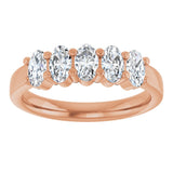 14K Gold Oval Lab-Grown Diamond Shared-Prong Five-Stone Anniversary Band – 5x3 mm Stones - Rose Gold - view 3