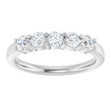Platinum Round Lab-Grown Diamond Shared-Prong Five-Stone Anniversary Band – 3.2 mm Stones - view 3