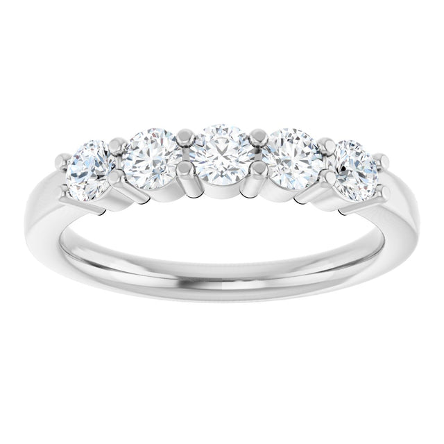 Platinum Round Lab-Grown Diamond Shared-Prong Five-Stone Anniversary Band – 3.2 mm Stones - view 3