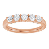 14K Gold Round Lab-Grown Diamond Shared-Prong Five-Stone Anniversary Band – 3.2 mm Stones - Rose Gold - view 3