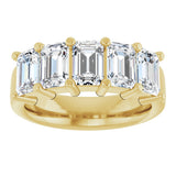 14K Gold Emerald Natural Diamond Shared-Prong Five-Stone Anniversary Band – 3 CTW - Yellow Gold - view 3
