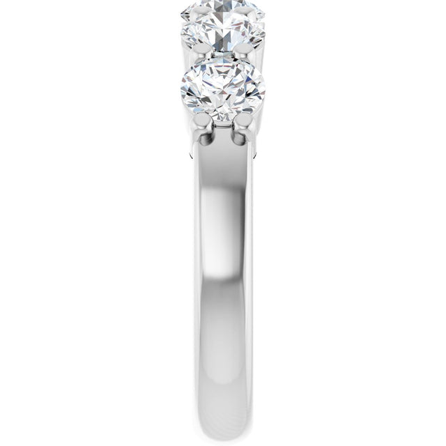 14K Gold Round Lab-Grown Diamond Shared-Prong Five-Stone Anniversary Band – 4.4 mm Stones - White Gold - view 4