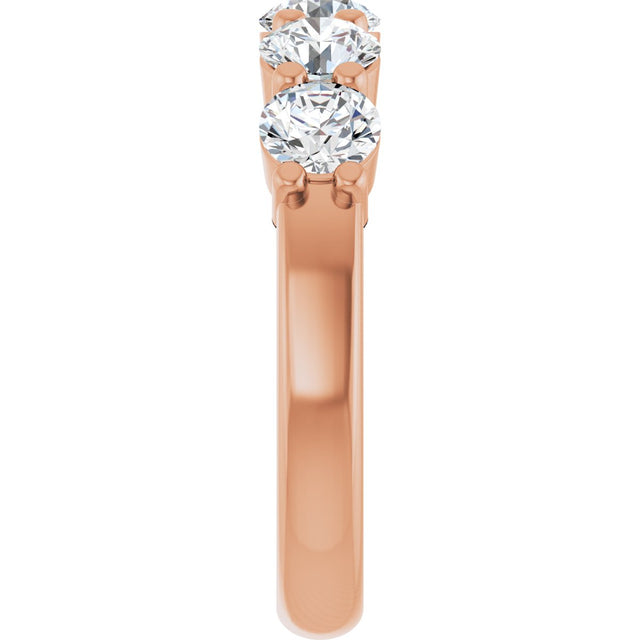 14K Gold Round Lab-Grown Diamond Shared-Prong Five-Stone Anniversary Band – 4.4 mm Stones - Rose Gold - view 4