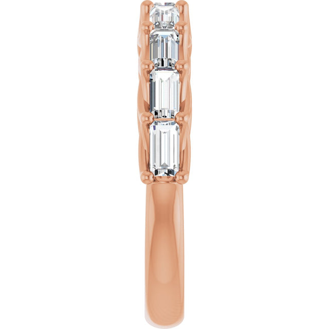 10K Gold Straight Baguette Lab-Grown Diamond Woven-Design Anniversary Band – 9/10 CTW - Rose Gold - view 4
