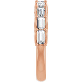 10K Gold Straight Baguette Natural Diamond Woven-Design Anniversary Band – 9/10–1 CTW - Rose Gold - view 4