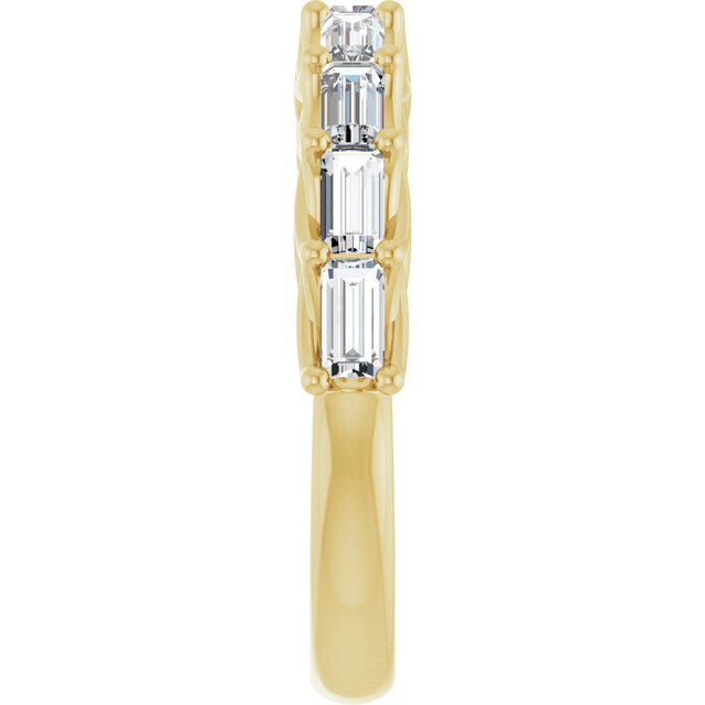 10K Gold Straight Baguette Natural Diamond Woven-Design Anniversary Band – 9/10–1 CTW - Yellow Gold - view 4
