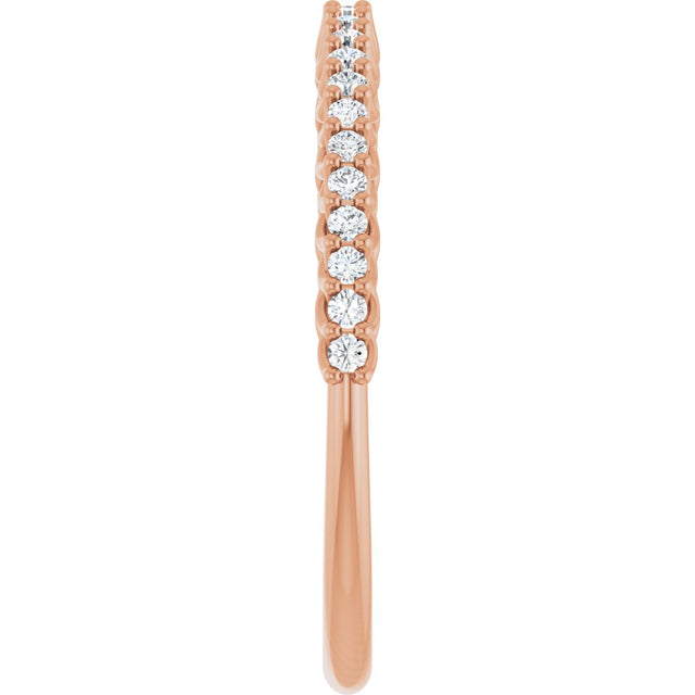 10K Gold Round Natural Diamond Woven-Design Anniversary Band – 1/8–1/3 CTW - Rose Gold - view 4