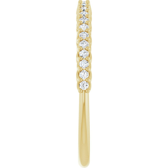 10K Gold Round Natural Diamond Woven-Design Anniversary Band – 1/8–1/3 CTW - Yellow Gold - view 4