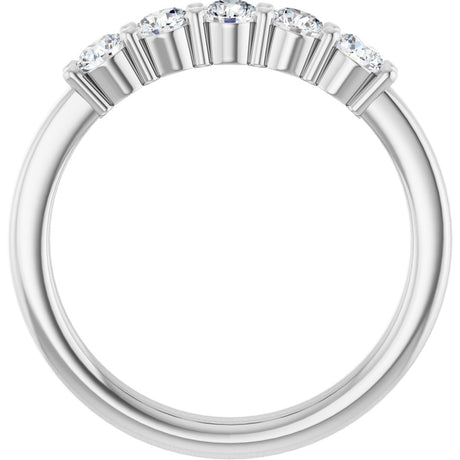 Platinum Round Natural Diamond Shared-Prong Five-Stone Anniversary Band – 3 mm Stones - view 2