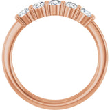 14K Gold Round Natural Diamond Shared-Prong Five-Stone Anniversary Band – 3 mm Stones - Rose Gold - view 2