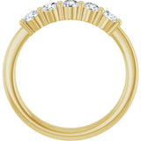14K Gold Round Lab-Grown Diamond Shared-Prong Five-Stone Anniversary Band – 3 mm Stones - Yellow Gold - view 2