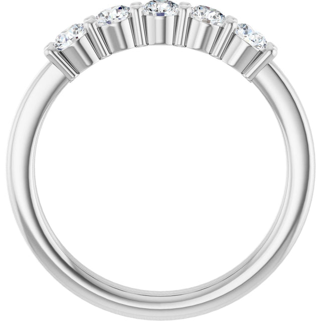 Platinum Round Lab-Grown Diamond Shared-Prong Five-Stone Anniversary Band – 3 mm Stones - view 2