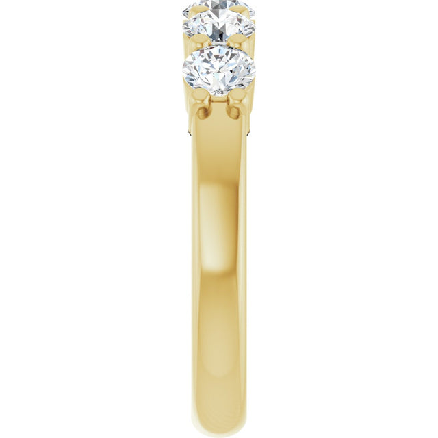 14K Gold Round Lab-Grown Diamond Shared-Prong Five-Stone Anniversary Band – 3.8 mm Stones - Yellow Gold - view 4