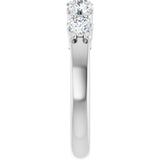 Platinum Round Lab-Grown Diamond Shared-Prong Five-Stone Anniversary Band – 3.8 mm Stones - view 4