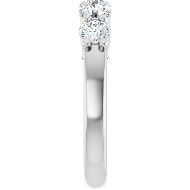 14K Gold Round Lab-Grown Diamond Shared-Prong Five-Stone Anniversary Band – 3.8 mm Stones - White Gold - view 4