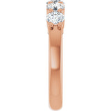 14K Gold Round Lab-Grown Diamond Shared-Prong Five-Stone Anniversary Band – 3.8 mm Stones - Rose Gold - view 4