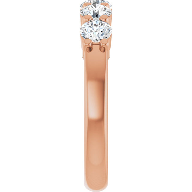 14K Gold Round Lab-Grown Diamond Shared-Prong Five-Stone Anniversary Band – 3.8 mm Stones - Rose Gold - view 4