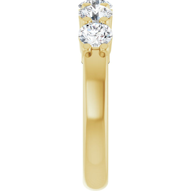 14K Gold Round Lab-Grown Diamond Shared-Prong Five-Stone Anniversary Band – 4.1 mm Stones - Yellow Gold - view 4