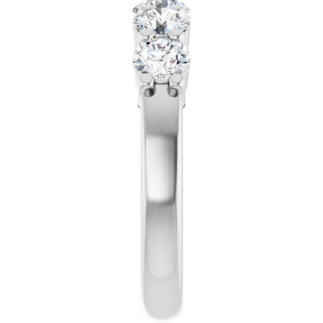 Platinum Round Lab-Grown Diamond Shared-Prong Five-Stone Anniversary Band – 4.1 mm Stones - view 4
