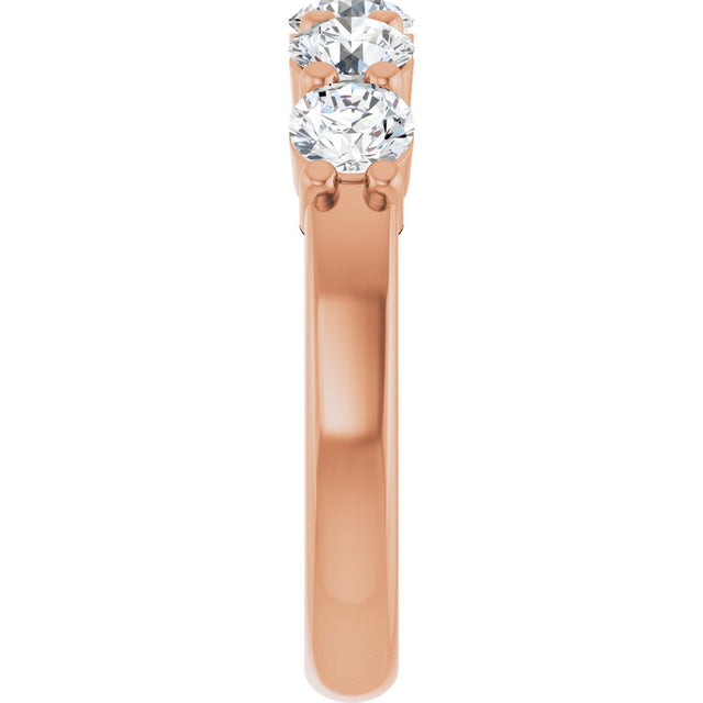 14K Gold Round Lab-Grown Diamond Shared-Prong Five-Stone Anniversary Band – 4.1 mm Stones - Rose Gold - view 4