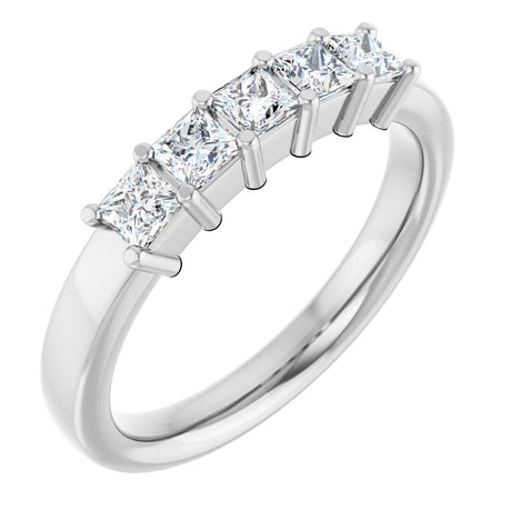 Platinum Square Lab-Grown Diamond Shared-Prong Five-Stone Anniversary Band – 1/2–1 3/8 CTW