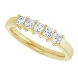14K Gold Square Lab-Grown Diamond Shared-Prong Five-Stone Anniversary Band – 1/2–1 3/8 CTW - Yellow Gold - view 5