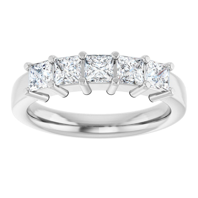 Platinum Square Natural Diamond Shared-Prong Five-Stone Anniversary Band – 1/2–1 CTW - view 3