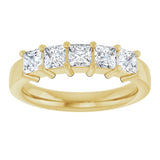 14K Gold Square Lab-Grown Diamond Shared-Prong Five-Stone Anniversary Band – 1/2–1 3/8 CTW - Yellow Gold - view 3