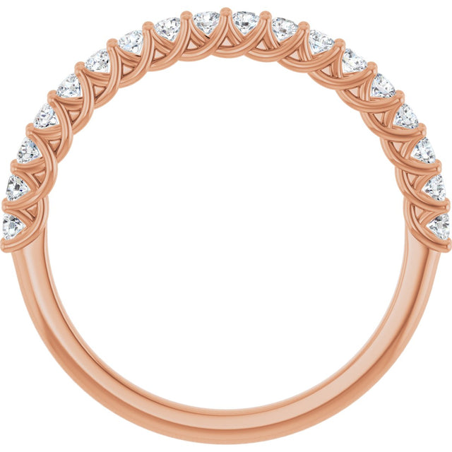 10K Gold Round Natural Diamond Woven-Design Anniversary Band – 1/8–1/3 CTW - Rose Gold - view 2